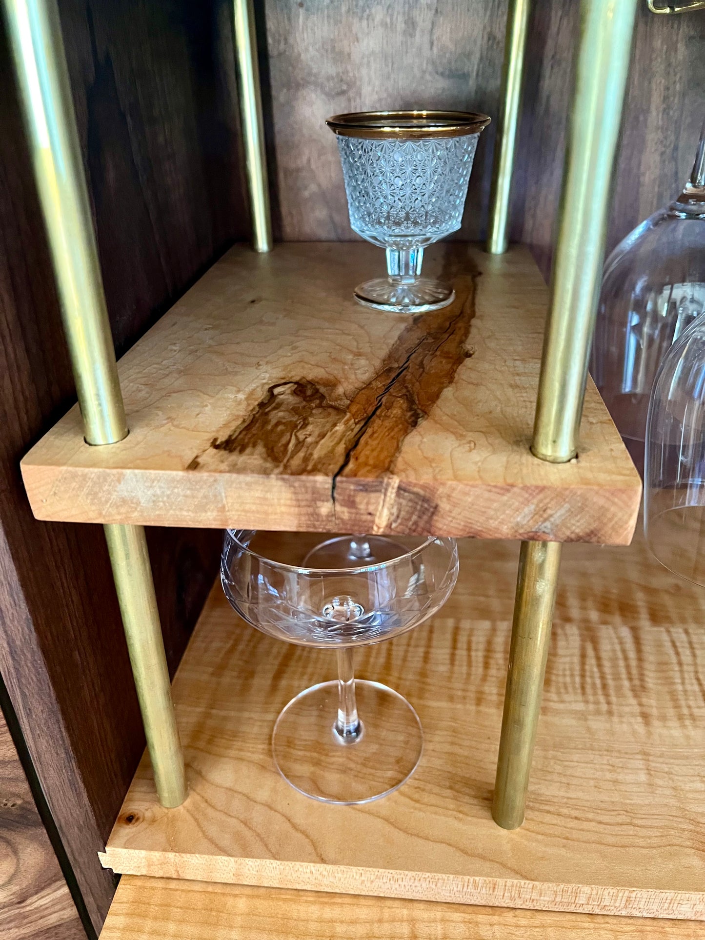 American walnut liquor cabinet with Birdseye maple accents