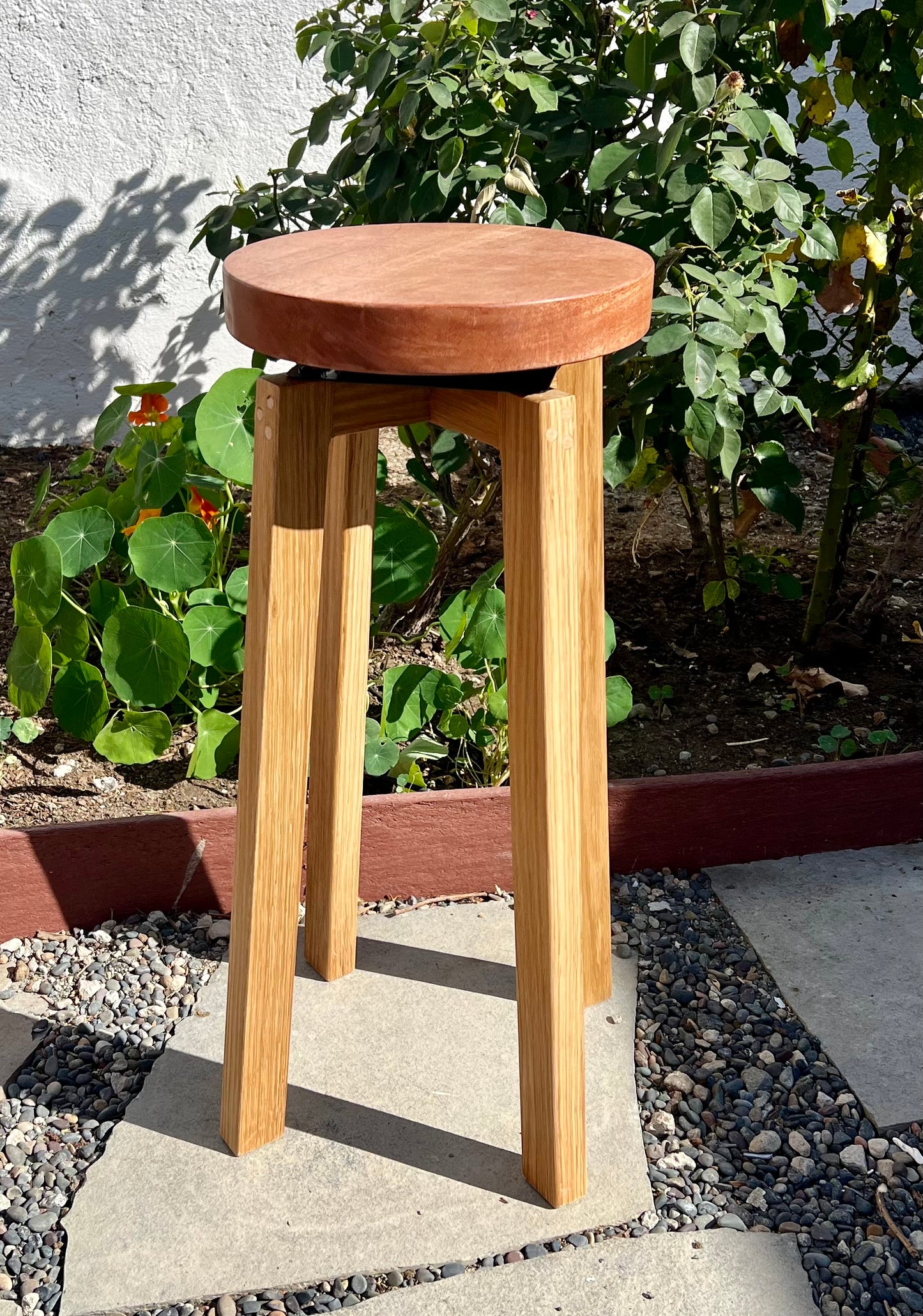 Custom swivel bar stool - White Oak & Mahogany