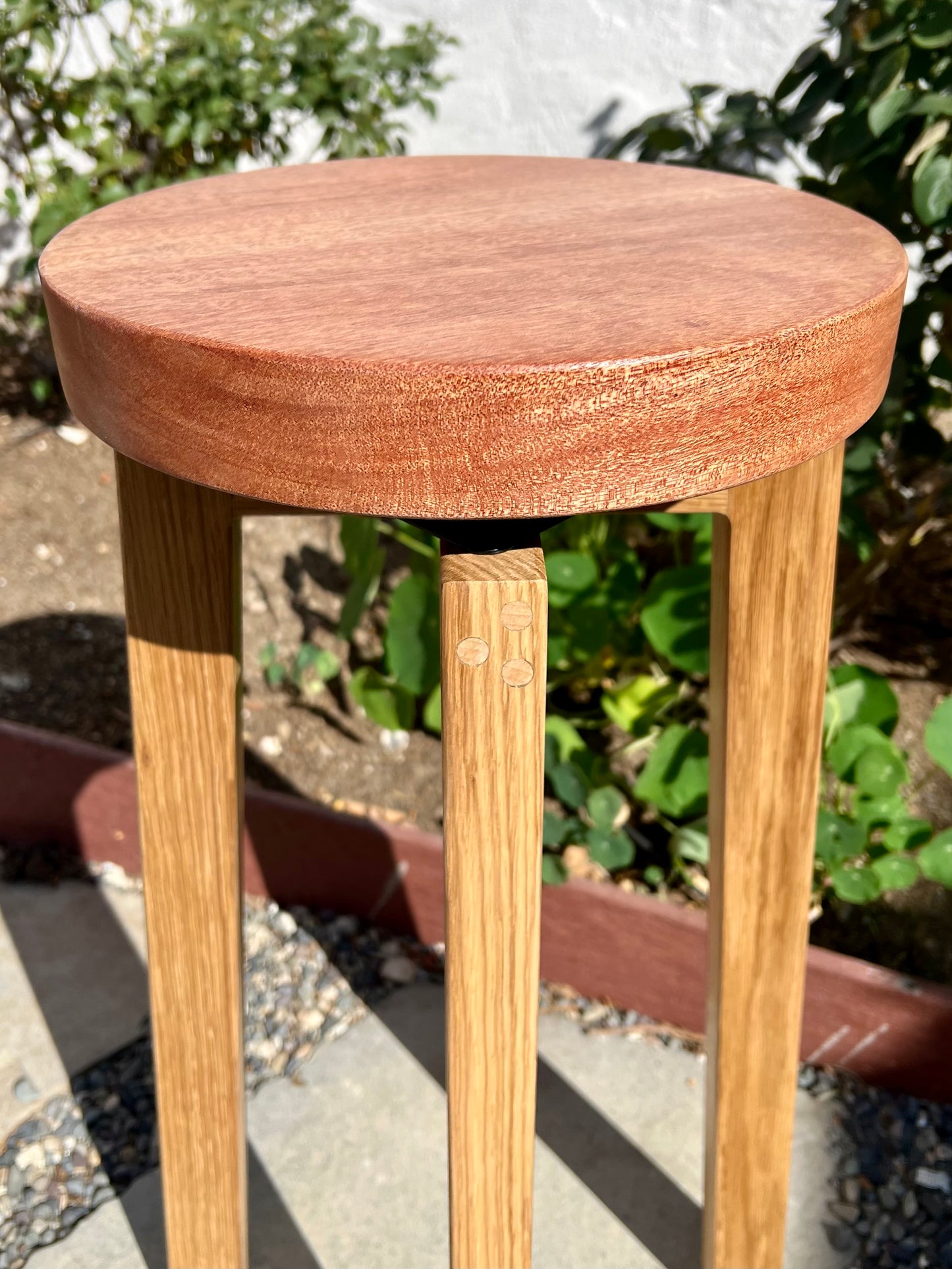 Custom swivel bar stool - White Oak & Mahogany